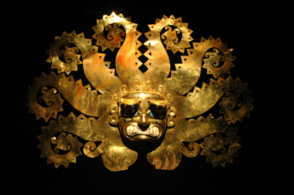 Peruaans oud masker van goud